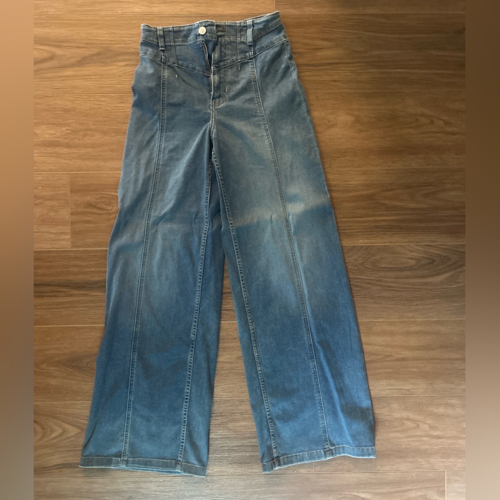 We The Free Libre Distressed Blue wide leg Denim